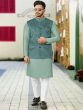 Green Kurta Pajama With Velvet Jacket