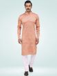 Peach Mens Festive Kurta Pajama In Silk