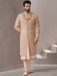 Cream Thread Embroidered Wedding Sherwani For Men