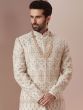 Off White Wedding Sherwani With Zardozi Embroidery