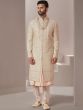 Off White Hand Embroidered Sherwani In Silk