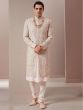 White Groom Silk Sherwani With Hand Embroidery