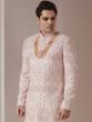 White Wedding Sherwani Set With Hand Work