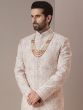 White Silk Sherwani With Anarkali Kurta Set