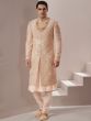 Cream Silk Sherwani With Anarkali Kurta Set