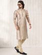 Beige Party Wear Kurta Pajama In Silk