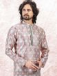 Green Printed Kurta Pajama In Banarasi Silk