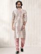 Beige Festive Kurta Pajama In Banarasi Silk