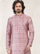 Pink Banarasi Silk Kurta Pajama With Prints