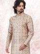 Cream Banarasi Silk Kurta Pajama With Prints