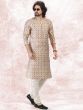 Cream Banarasi Silk Kurta Pajama With Prints