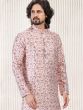 Pink Festive Kurta Pyjama In Floral Prints