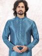 Blue Festive Kurta Pyjama In Banarasi Silk