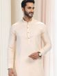 Cream Silk Kurta Pajama For Men