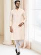 Cream Silk Kurta Pajama For Men