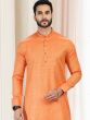 Orange Festive Kurta Pyjama With Prints