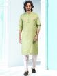 Green Festive Kurta Pyjama With Prints