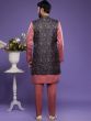 Pink Silk Indo Western With Floral Print Jacket
