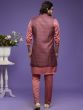 Pink Art Silk Festive Kurta Pajama With Jacket
