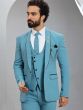 Light Blue Imported Mens Suit In Cutdana Work
