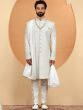 White Wedding Embroidered Grooms Sherwani