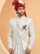 White Grooms Sherwani With Asymmetric Style