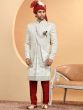 White Grooms Sherwani With Asymmetric Style