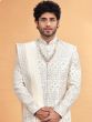 White Heavy Embroidered Wedding Mens Sherwani