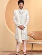 White Heavy Embroidered Wedding Mens Sherwani