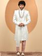 White Floral Motif Embellished Mens Sherwani