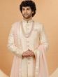 Baby Peach Grooms Sherwani In Geometric Patterns