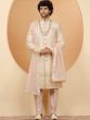 Baby Peach Grooms Sherwani In Geometric Patterns