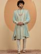 Stone Blue Mens Sherwani In Jacquard