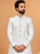 White Silk Wedding Sherwani For Mens