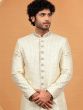 Cream Ravishing Hand Embroidered Silk Sherwani
