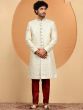 Cream Ravishing Hand Embroidered Silk Sherwani