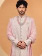 Pink Hand Work Embroidered Mens Sherwani