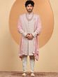 Pink Hand Work Embroidered Mens Sherwani