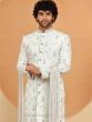 White Wedding Wear Mens Sherwani In Silk