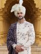 Cream Floral Motif Embellished Mens Sherwani