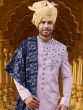 Purple Shoulder Embroidered Sherwani For Mens