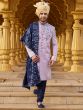 Purple Shoulder Embroidered Sherwani For Mens