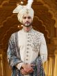Beige Mens Sherwani With Embroidered Stole