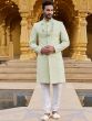 Green Stone Embellished Sherwani For Mens