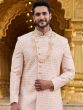 Pink Mens Sherwani In Geometric Pattern