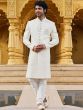 White Silk Woven Mens Wedding Sherwani