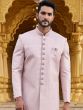 Pink Stone Work Sherwani For Mens In Silk