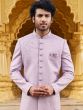 Purple Floral Embroidered Mens Sherwani In Silk