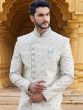 Blue Asymmetric Pattern Sherwani For Mens