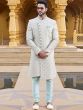 Blue Asymmetric Pattern Sherwani For Mens